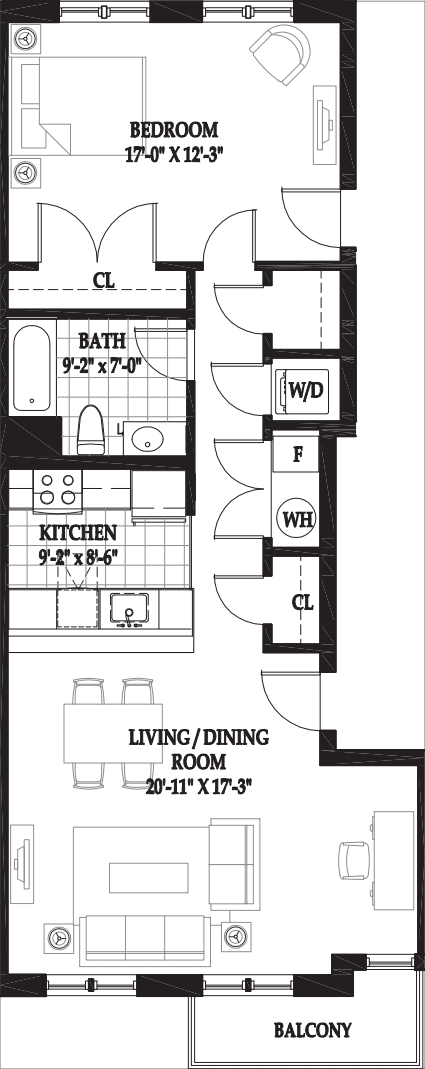 Villas One Bedroom with Patio floorplan