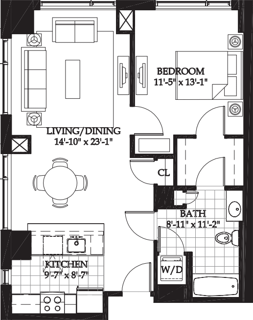 Asteria One Bedroom (4) floorplan