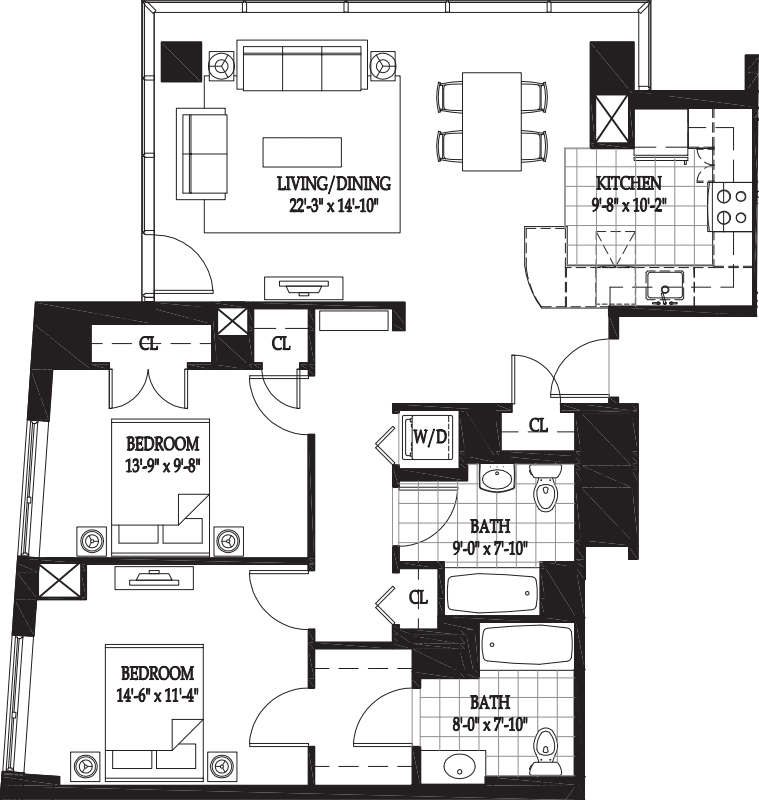 Vesta Two Bedroom (1) floorplan