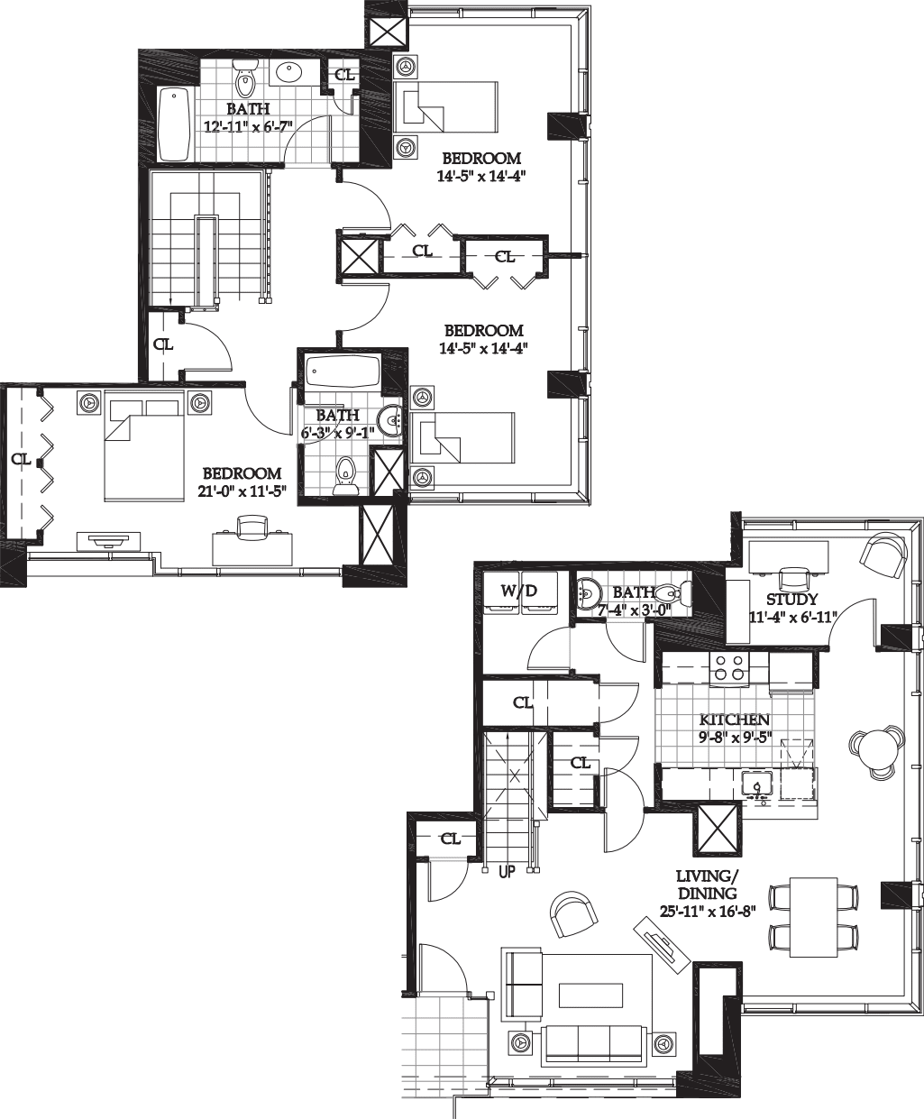 Asteria 3 BR Townhome floorplan