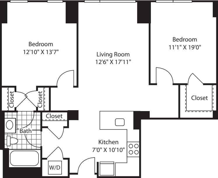 2 Bed (South) - 993 floorplan