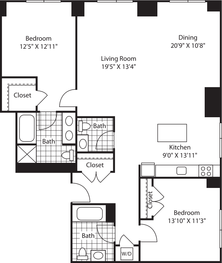 2 Bed (South) - 1551 floorplan
