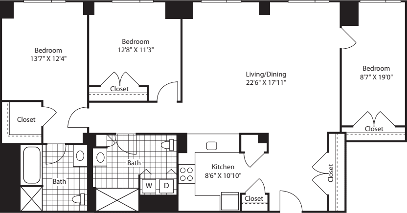 3 Bed (South) - 1650 floorplan