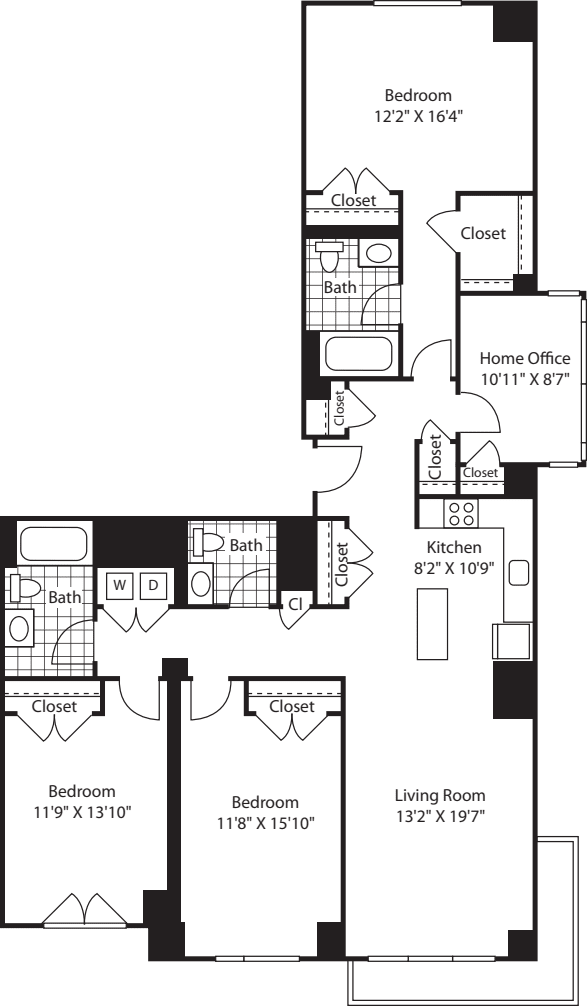 3 Bed (South) - 1801 floorplan