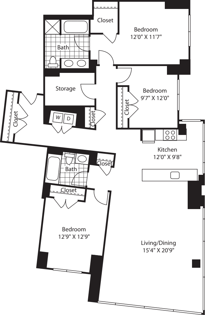 3 Bed B (South) - 1817 floorplan