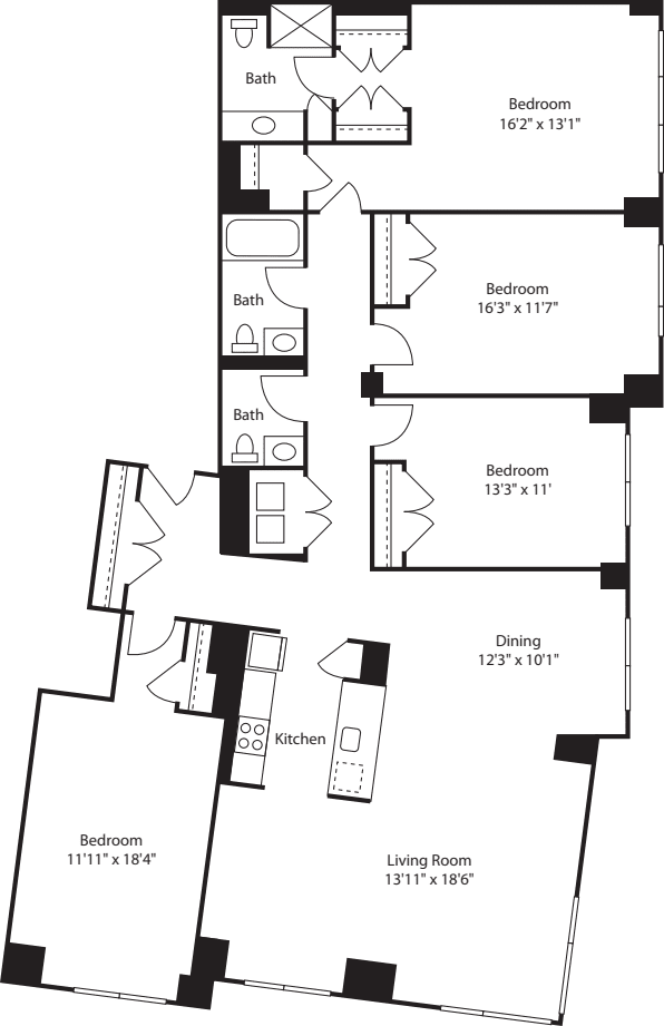 4 Bed (South) - 2208 floorplan