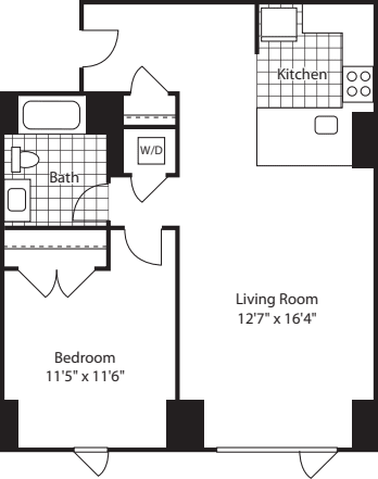 1 Bed (North)- 713 floorplan