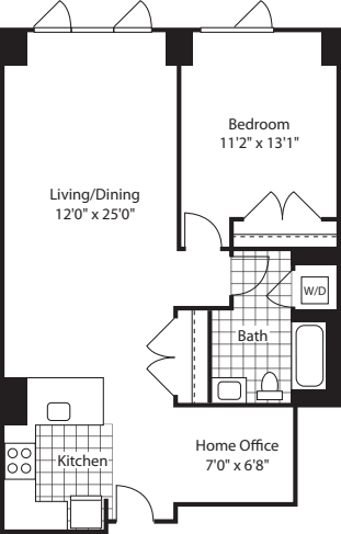 1 Bed (North)- 862 floorplan