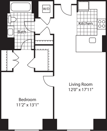 1 Bed (North)- 712 floorplan