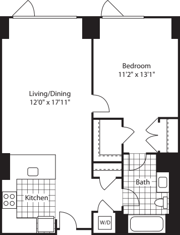 1 Bed (North)- 716 floorplan