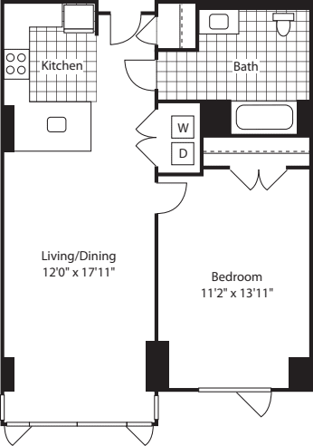 1 Bed (North)- 748 floorplan