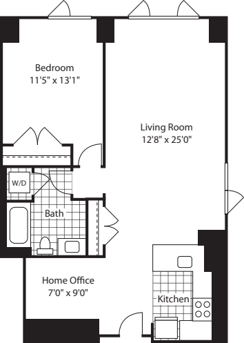 1 Bed (North)- 907 floorplan