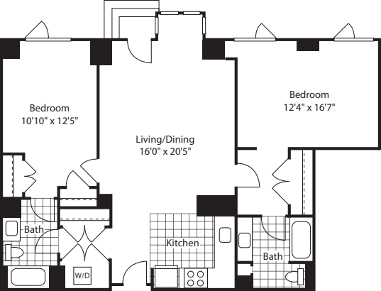 2 Bed (North)- 1226 floorplan