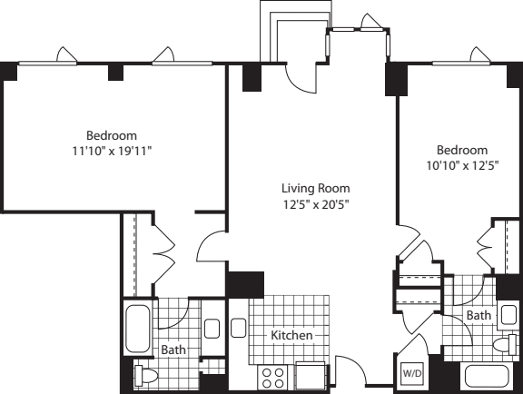 2 Bed (North)- 1231 floorplan