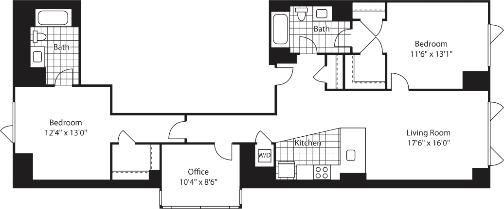 2 Bed (North)- 1385 floorplan