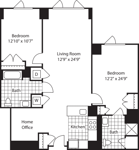 2 Bed (North)- 1204 floorplan