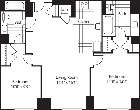2 Bed (North)- 1005 floorplan