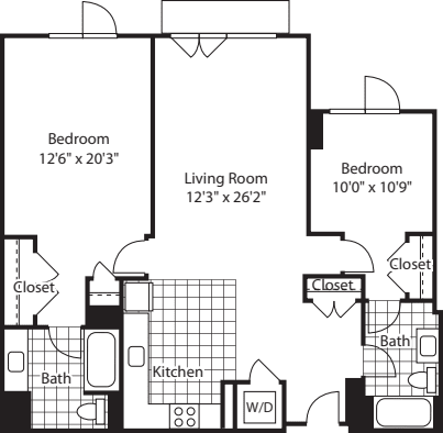 2 Bed (North)- 1239 floorplan