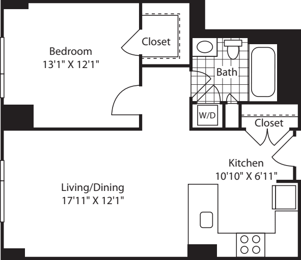 1 Bedroom (South) - 718