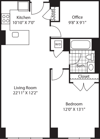 1 Bed - 884 floorplan
