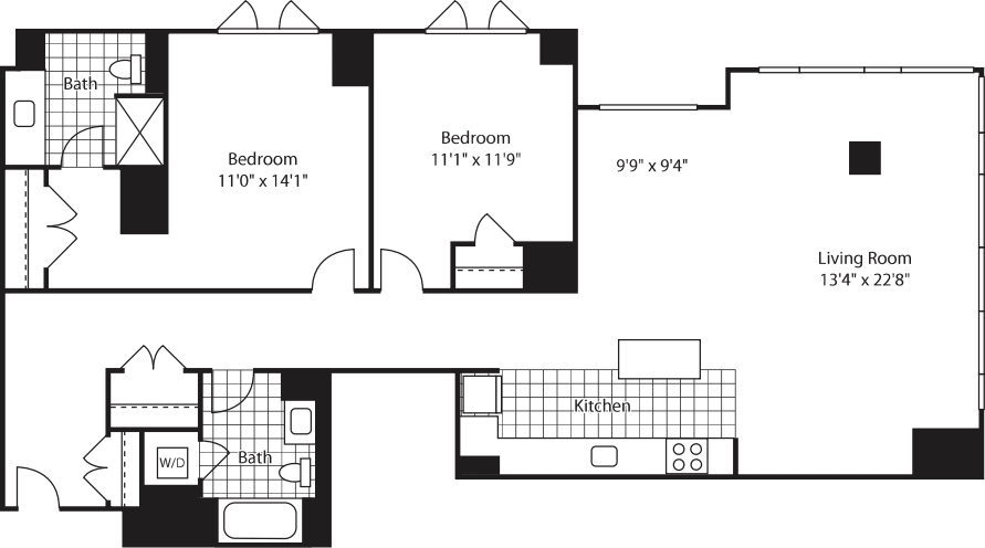 2 Bed (North)- 1385 Unit 205-405