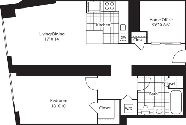 One Bedroom J FL 10 floorplan