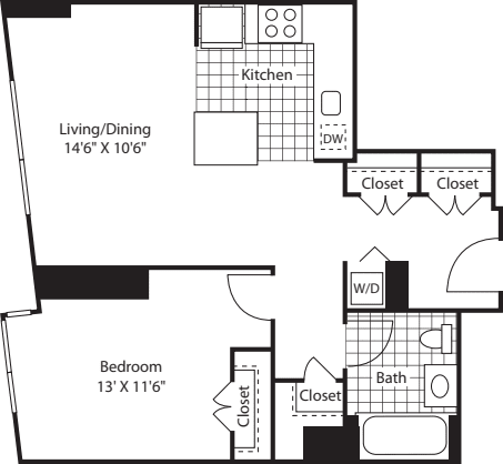 One Bedroom Lkit FlL 10_705 floorplan