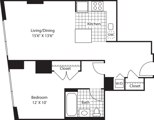 One Bedroom AK FL 7-9 floorplan