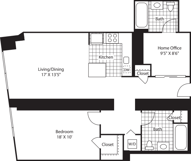 One Bedroom Home Office_1083