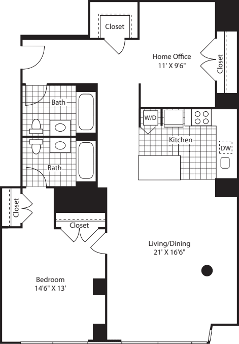 One Bedroom Home office 4-6-8_1267 floorplan
