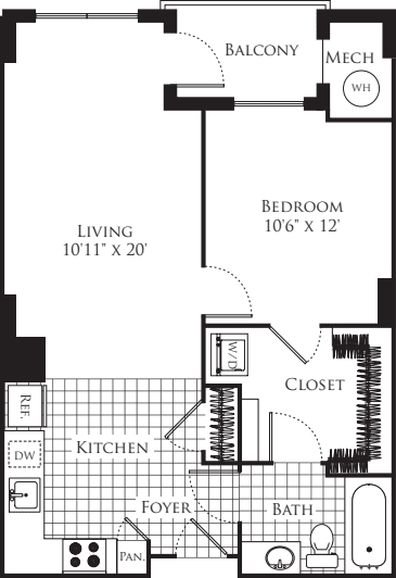 1 Bedroom- 660