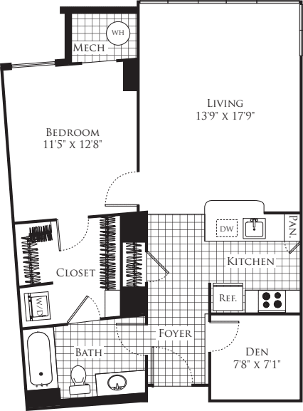 1 Bedroom with Den- 823