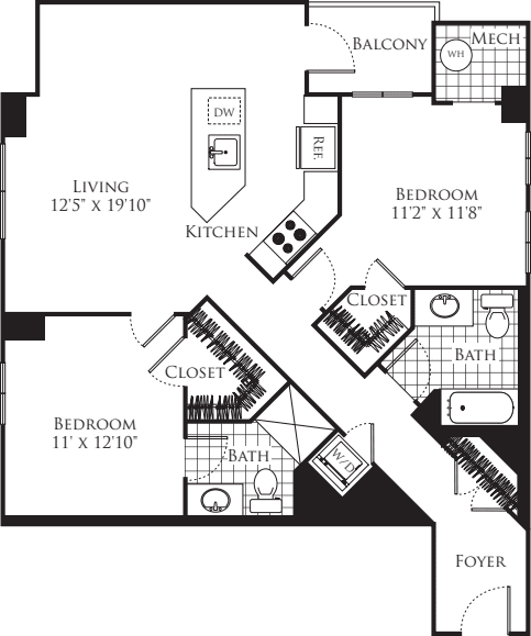 2 Bedroom- 1125