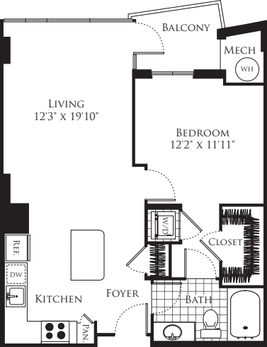 1 Bedroom- 730