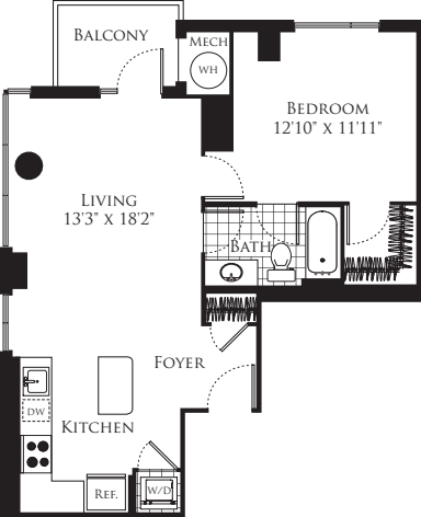 1 Bedroom- 756 floorplan