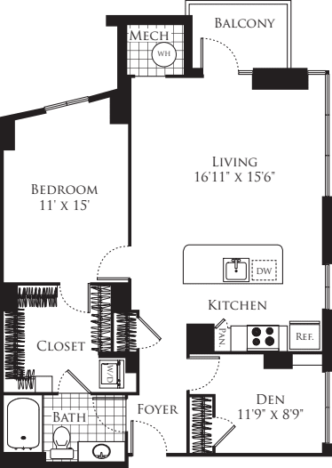 1 Bedroom with Den 1012