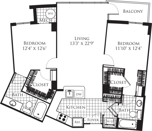 2 Bedroom- 1120 floorplan