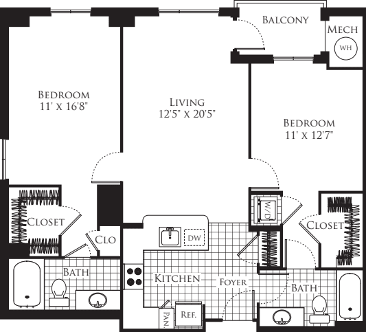 2 Bedroom- 1108 floorplan