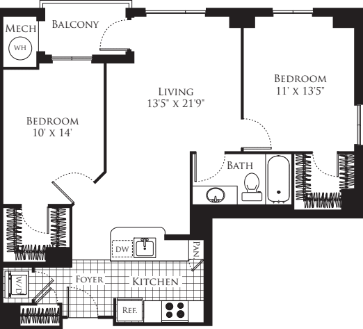 2 Bedroom- 938 floorplan