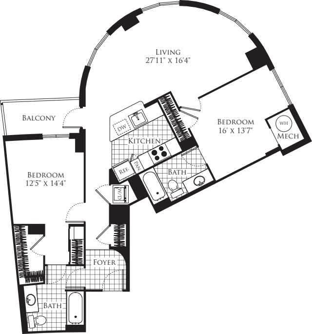2 Bedroom- 1172 floorplan