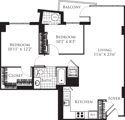 2 Bedroom- 925 floorplan