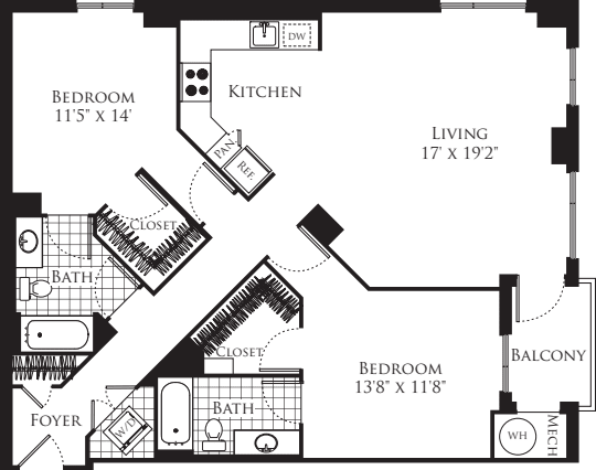 2 Bedroom- 1248