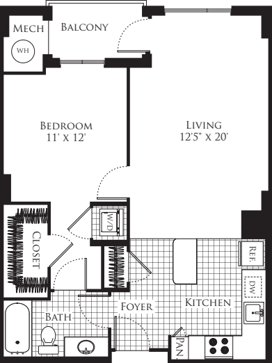 1 Bedroom- 724