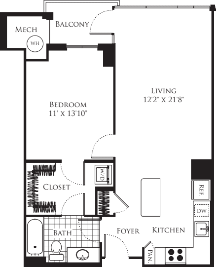 1 Bedroom- 754