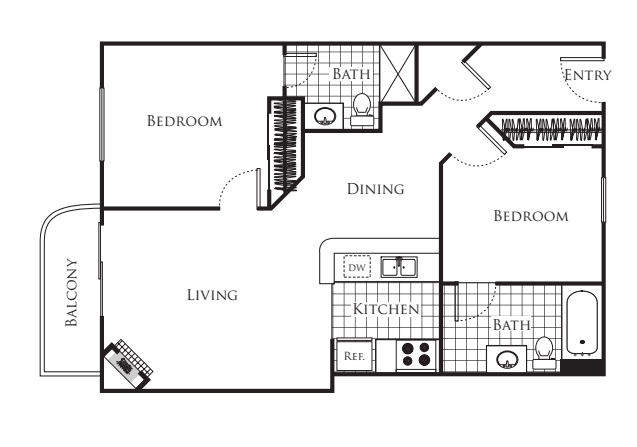 Large 2 bedroom floorplan