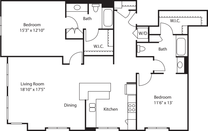 Two Bedroom 1280 floorplan