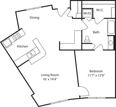 One Bedroom 950 floorplan