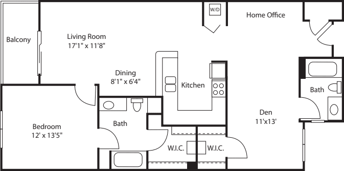 One Bedroom With Den 1125