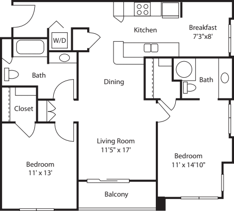 Two Bedroom- corner 1125