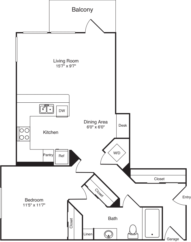 One Bed A-3 - Phase III floorplan